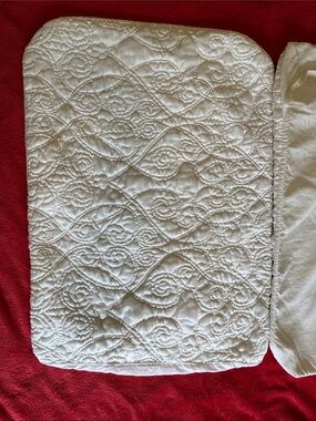Laura Ashley White Quilted Decorative Bed Shams with Swirl Motif 25x20